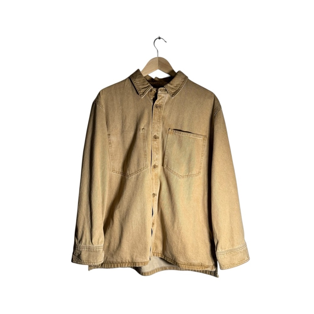 Madewell Tan Denim Shirt-Jacket Botanical Yarn-Dye Edition Chic Size Large - Picture 4 of 8